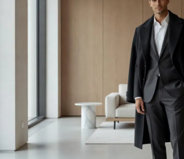 Model w eleganckim, nowoczesnym zestawie męskim z kolekcji NAXSOL ENTERPRISES LTD